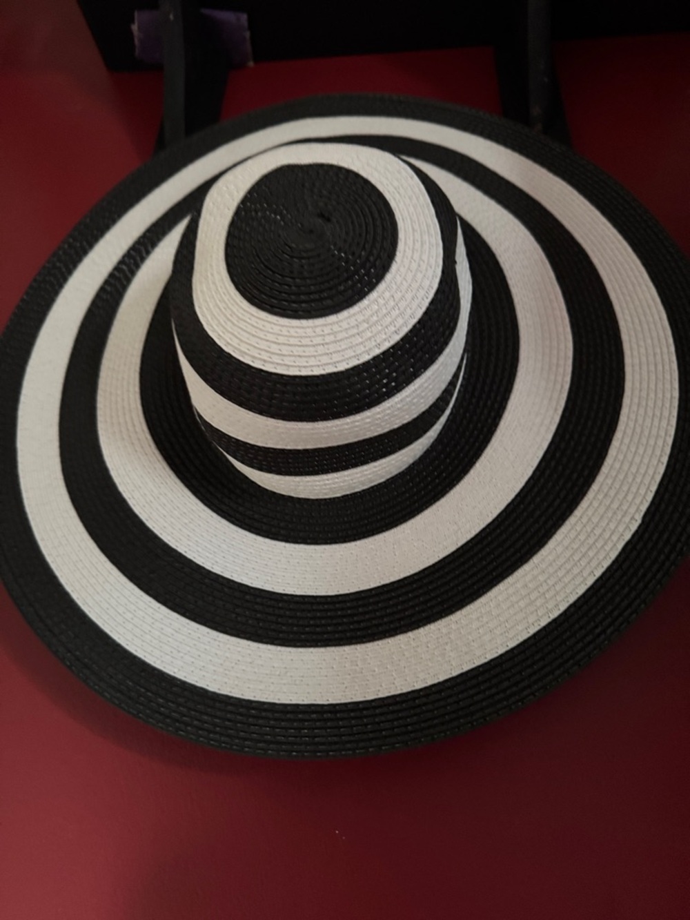 Wide Brim Black and White Stripe Sun Hat